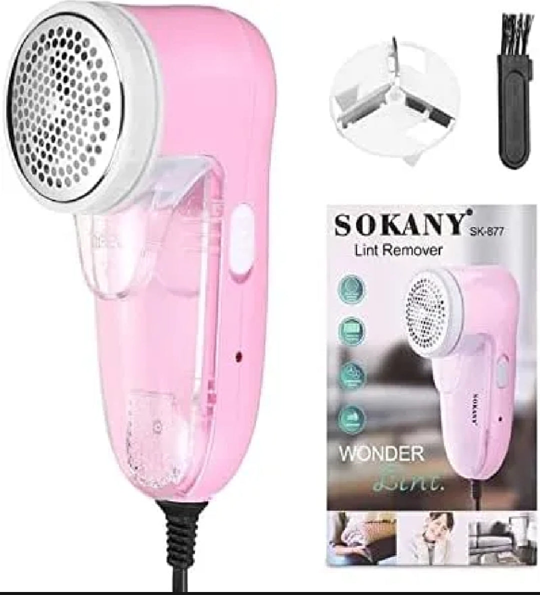 Household Clothes Shaver Fabric Lint Remover Fuzz Electric Fluff portable Brush&blade Professional Lint Remover (Premium Quality with Extra Blades) Corded Operation, Branded Sokany (SK-877)