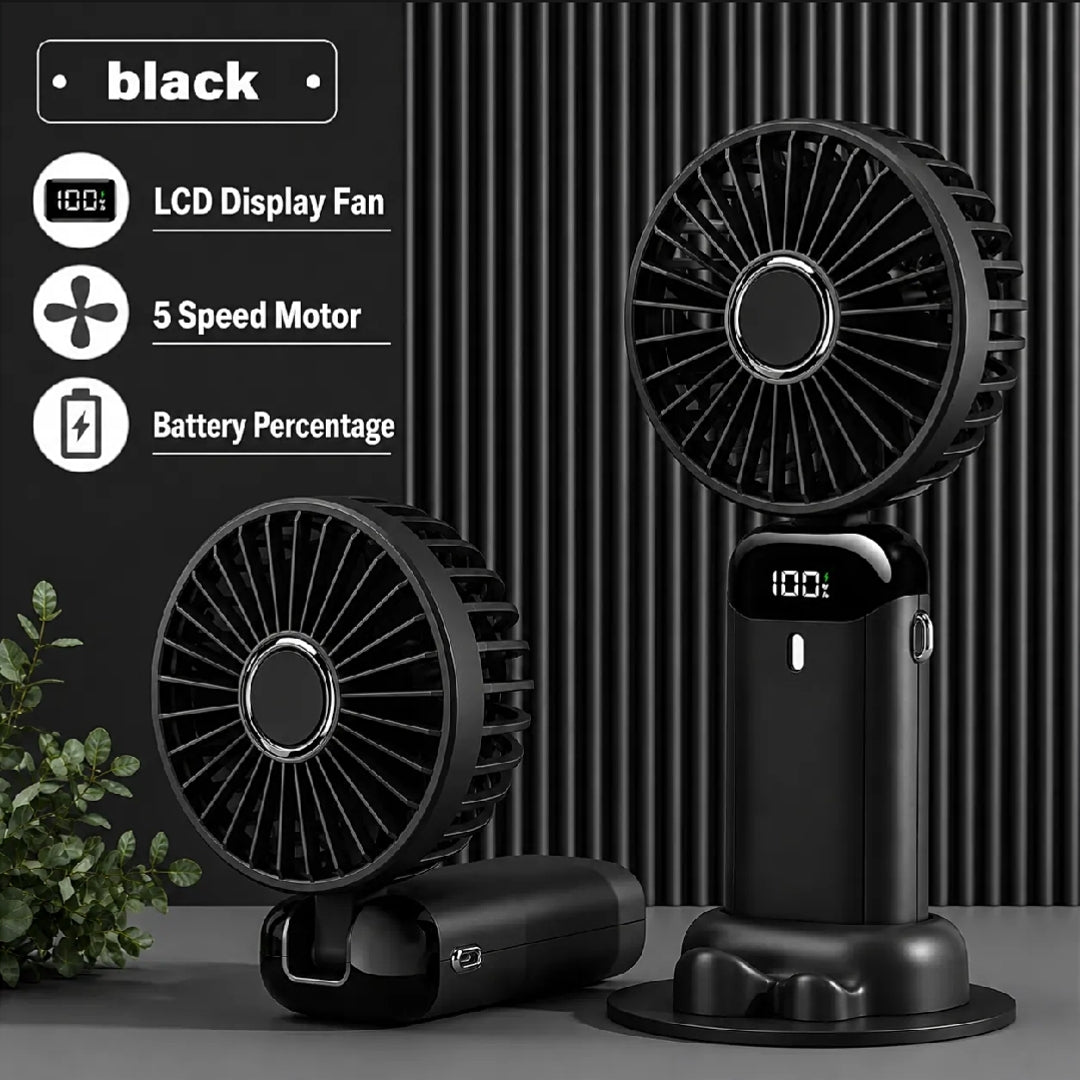 Portable USB Rechargeable Mini Fan with LED Light, Adjustable Speed, Portable Design, Multicolor, Ideal for Office, Travel, Outdoor Use