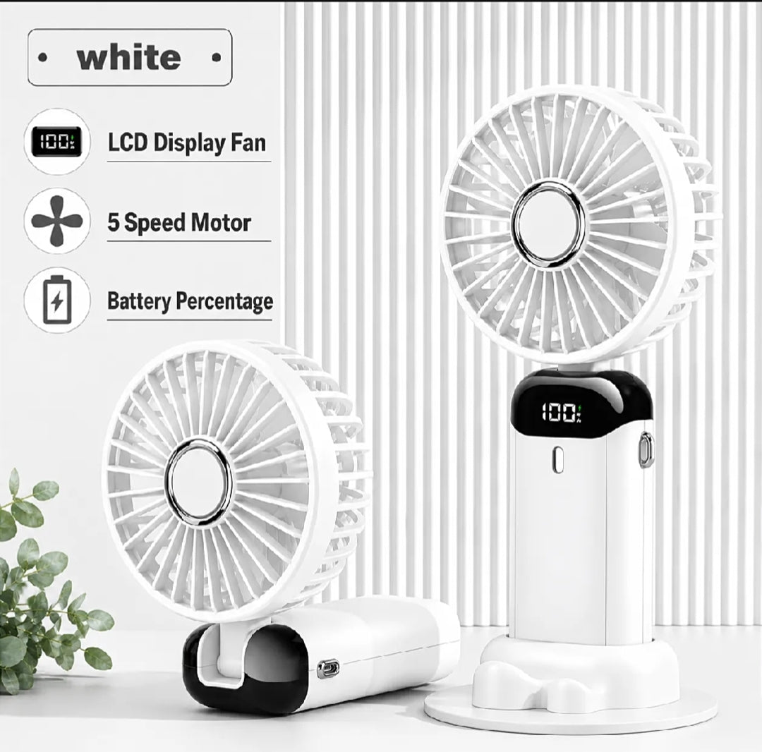 Portable USB Rechargeable Mini Fan with LED Light, Adjustable Speed, Portable Design, Multicolor, Ideal for Office, Travel, Outdoor Use